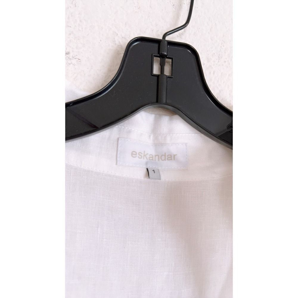 ESKANDAR   Slim A-line Sleeveless Shirtdress With Collar In White size 1 - Picture 6 of 8